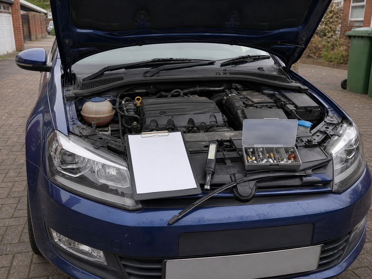 Lights and under-bonnet checks during a pre-MOT visit